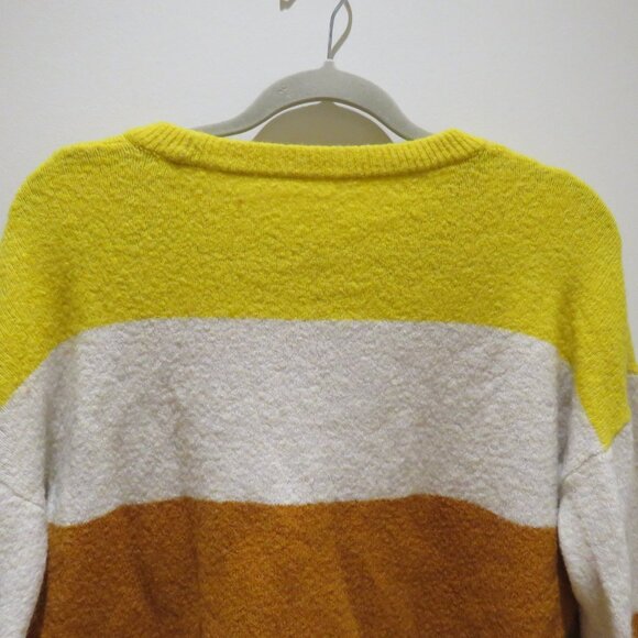 MADEWELL Striped Gladwell Balloon-Sleeve Pullover Sweater in Heather Mulberry - Picture 11 of 14
